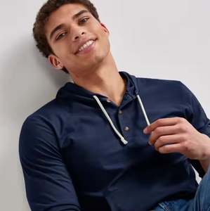 เสื้อฮู้ดดี้เฮนลีย์ผู้ชาย ผ้าฝ้าย 100% เนื้อผ้านุ่มแบบฟลีซ ดีไซน์คลาสสิก พิมพ์ลายพัฟพรีเมียม น้ำหนักเบา สำหรับฤดูหนาว สีพื้น - Product Image 4