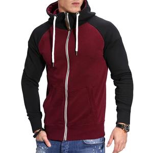 Invierno moda Fitness deportes hombres Casual empalme Color, insertar hombro manga con capucha engrosada recta Sudadera con capucha - Product Image 3