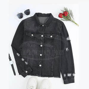 Vente en ligne de veste en jean pour femme de qualité supérieure Couleur unie Traitement fini confortable et respirant - Product Image 2