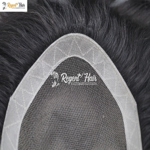 Venta al por mayor REGENT Hand Tied 100% Indian Remy Hair Weft Toupee para hombres Onda natural Estilos rectos Los Ángeles - Product Image 2