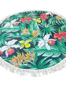 Serviette de plage arrondie recto-verso personnalisable en microfibre imprimée de couleur unie, tissu en coton et lin, fournisseur direct de Mumbai en Inde - Product Image 6