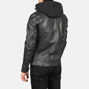 Casual Hooded <b>Leather</b> <b>Jacket</b> - Product Image 3