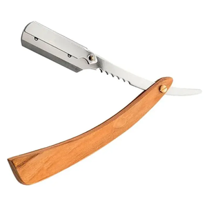 Maquinillas de afeitar de peluquero rectas profesionales Material de acero inoxidable con mango trasero de madera Maquinillas de afeitar de peluquero con diseño personalizado - Product Image 2