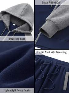 Conjunto de jogging personalizado para hombre a precio de fábrica OEM, conjunto de 2 piezas, sudadera con cremallera completa y joggers, venta al por mayor y listo para enviar - Product Image 5