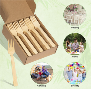 100% Fourchette en bois jetable écologique Bouleau naturel sain Style simple durable - Product Image 2