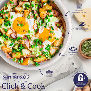 Juego de 3 cacerolas de 16, 18 y 20 cm de aluminio prensado, revestimiento antiadherente ILAG, mango extraíble, apto para inducción, libre de PFOA. - Product Image 2