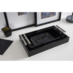 Juego de bandejas de madera de alta calidad en color azul marino rico con forma elegante y diseño moderno Ideal para decoración y entretenimiento del hogar - Product Image 4