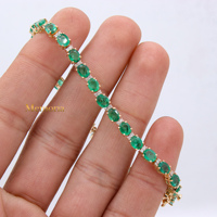 Bracelet tennis tendance en or jaune 14 carats avec émeraudes naturelles et diamants certifiés IGI – Bijoux pour femme, idéal pour les occasions spéciales et les cadeaux