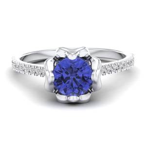 REYES-Anillos de compromiso de piedras preciosas de tanzanita de 1 quilate de oro de 14K, regalo de boda de alta calidad, joyería fina de diamantes - Product Image 5