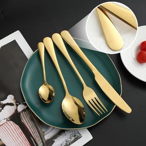 Ensemble de couverts simples en acier inoxydable doré pour les fêtes de mariage à usage quotidien et les paramètres de table élégants Utilisation durable des couverts - Product Image 3