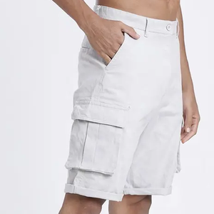 Pantalones cortos Cargo de algodón táctico para hombre, pantalones cortos informales de algodón 100% con bolsillos laterales, decoración de patrón sólido - Product Image 3