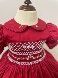 Navidad 2024 colección algodón fruncido vestido tradicional británico OEM ODM niños vestido español princesa bebé niña vestido - Product Image 4