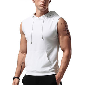 Sudadera con Capucha Corta de Felpa 100% Algodón para Hombre, Sudadera sin Mangas para Gimnasio, Invierno, con Logotipo Personalizado, Lisa, Informal, para Entrenamiento - Product Image 1