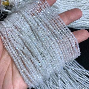 Mehrajudin Gems - Cuentas de Piedra Lunar Blanca Natural, Corte Facetado, Alta Calidad, Efecto Arcoíris, para Bisutería - Product Image 4