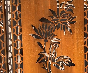 Clôture de piscine moderne en acier corten découpé au laser, imprimée et décorative, écran métallique, clôture de jardin, couleur personnalisée facilement - Product Image 3