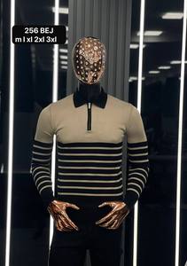 Suéter informal de invierno para hombre, jersey de manga larga, calor cálido, 100% de algodón, estampado de Jacquard antiarrugas, Logo, raya frontal, letra - Product Image 3