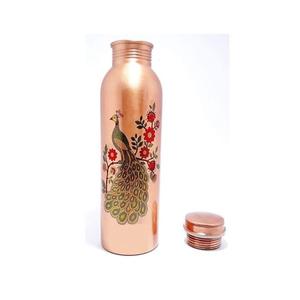 Handmade Flower Printed Copper <b>Water</b> <b>Bottle</b> for <b>Gym</b> Yoga Workout & Gift Item Customized Printed <b>Water</b> <b>Bottle</b> of Copper - Product Image 4