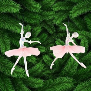 Décoration de Noël Nouvel An Blanc avec Peinture Or Acrylique 3D Danse Ballerine Ornement - Product Image 6