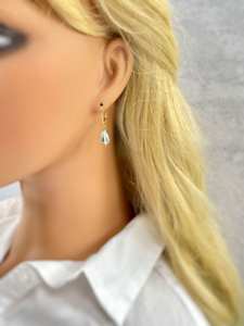 High Quality 925 Sterling <b>Silver</b> Hoop <b>Earrings</b> Unique Topaz Premium <b>Pearl</b> Gemstone Trendy Design Wholesale Prices for Women - Product Image 2