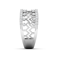 Elegante Anillo de Oro con Diamantes Cultivados en Laboratorio con Corte Brillante Chevron para Mujer, Chapado en Rodio, Certificado IGI, Color Blanco E