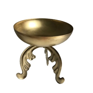 Latest Unique Shaped Luxury Design High Quality Metal Candle <b>Jar</b> Bowl with Stand for Candle Filling - Product Image 1