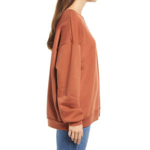 Sweat à capuche décontracté surdimensionné à col rond pour femmes, respirant, imperméable, en polaire, style hiver, 100% coton, manches longues, logo au dos - Product Image 6