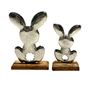 Sculpture en métal brillant de qualité supérieure, design de poule fantaisie sur base en bois de luxe, décoration couleur argent, 2026 - Product Image 3