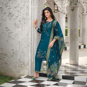 Indian Manufacture <b>Women</b> <b>Kurta</b> and Trouser Duppata Set wholesale supply - Product Image 1
