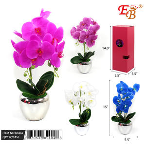 Orchidée artificielle de 15 pouces avec pot 12PCS/CS Plante de simulation durable pour la décoration intérieure - Product Image 1