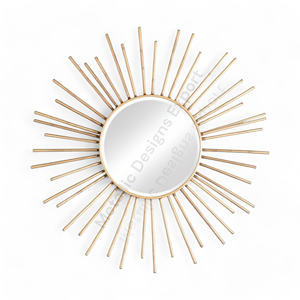 Espejo Decorativo Redondo Dorado de Lujo Moderno Directo de Fábrica, Personalizable para Hogar, Dormitorio, Baño, Sala de Estar, Material de Vidrio y Hierro - Product Image 1