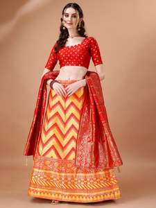 Designer exquis Lehenga Choli en brocart et soie Banarasi Parfait pour les mariages Occasions festives et les célébrations traditionnelles - Product Image 6