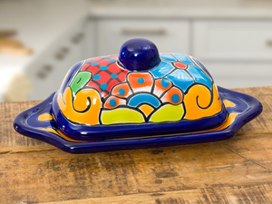 จานเนยเซรามิกสีขาวแบบชนบทที่มีลวดลายแปรงสีฟ้าแบบเรียบง่ายเป็นเครื่องครัวแบบเรียบง่ายมีจำหน่ายในราคาขายส่ง - Product Image 3