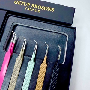 แหนบต่อขนตาคุณภาพสูง GETUP BROSONS IMPEX 45 องศา ปลายเรียบ สแตนเลสสตีล หลายสี ด้ามจับเพชร - Product Image 5