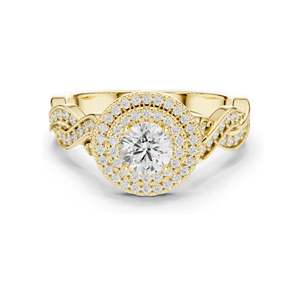 Bague de fiançailles pour femme avec halo de diamants de laboratoire ronds brillants de 1,006 carats, clarté VVS-VS EF, or 18 carats, 14 carats, 10 carats et argent 925 - Product Image 2