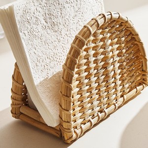 ขายส่งผู้ถือทิชชู่หวายสําหรับร้านอาหารขนมปังตะกร้ากระดาษทานอาหารตู้ผ้าเช็ดปากถักผู้ถือ - Product Image 3