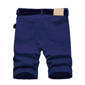 Vente chaude 2025 sur mesure 100% coton bleu marine hommes haute Stretch en détresse rouge Denim Jeans Shorts avec jambes droites - Product Image 2