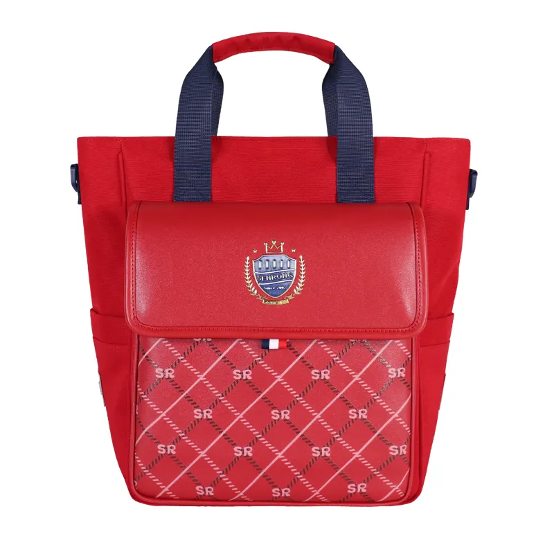 กระเป๋าครูสอนพิเศษสำหรับนักเรียนสีแดงกระเป๋าใส่เอกสารกระเป๋าถือแบบพกพาความจุขนาดใหญ่
