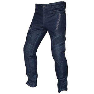 Jeans motocyclistes pour hommes avec panneaux extensibles renforcés et motifs amovibles en denim résistant à l'eau - Product Image 6