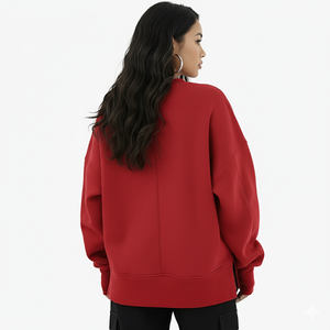 Approvisionnement direct usine – Sweat-shirt femme en molleton 100 % coton, écologique, respirant, pull-over uni, logo personnalisé - Product Image 3