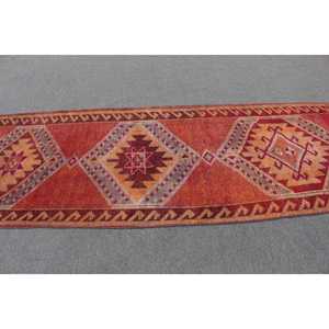 พรมเฮอร์กีตุรกี ขนาด 3.1x9.5 ฟุต (94x289 ซม.) ลายพรางสีแดงแบบวินเทจ - Product Image 2