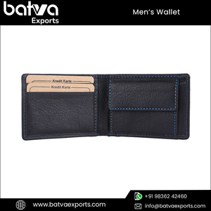 กระเป๋าสตางค์หนังผู้ชายแบบพับสองทบหรูหราสไตล์หรูหราทำจากหนังแพะมีคุณสมบัติ RFID ดีไซน์สั้นบางบุผ้าฝ้ายโลโก้ - Product Image 5