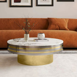 Nouvelle table basse ronde moderne écologique avec cadre en métal et plateau en marbre, meubles de salon - Product Image 1