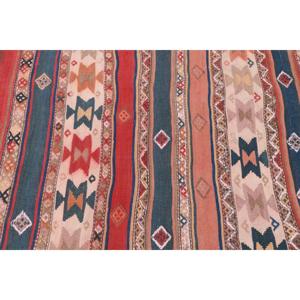 พรมวินเทจสไตล์ตุรกี ขนาด 3.5x7.2 ฟุต พรมปูพื้นสีแดงลายคิลิม - Product Image 5