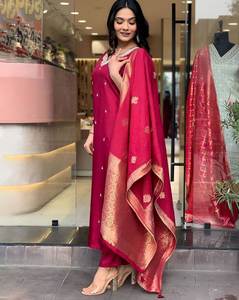 Maroon bordado tradicional Salwar Kameez traje con Dupatta mujer todas las estaciones fiesta boda Diwali - Product Image 6