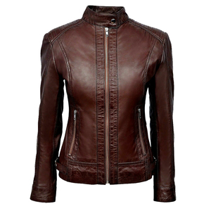 New Stylish Genuine <b>Leather</b> Waterproof Breathable Winter <b>Women</b> Fashion <b>Jacket</b> Best Quality Manufacturer Motorbike Clothing - Product Image 1