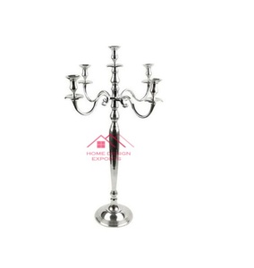 เชิงเทียนทองเหลืองขัดเงาสีเงินบริสุทธิ์สำหรับตกแต่งบ้านและโรงแรม - Product Image 5