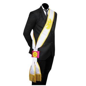 Cinturón de la 33ª Altaescolaridad Masónica con Cruz de Rosa, flecos dorados, excelente calidad, hermosa cinta blanca - Product Image 3