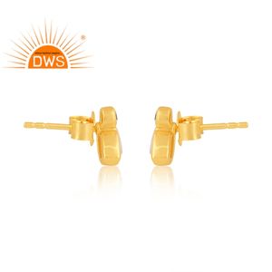 Meilleure vente en argent sterling plaqué or 18 carats naturel Cz & arc-en-ciel pierre de lune pierre gemme boucle d'oreille Demi fabrication de bijoux fins - Product Image 3