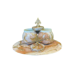 Tazón de hierro al por mayor de estilo moderno, recipiente de servicio de metal impreso con tapa y bandeja para aperitivos y frutas secas - Product Image 5