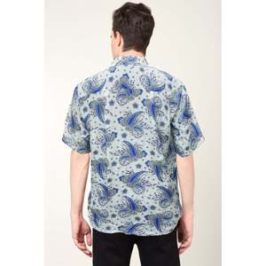 YASH GALLERY Camisa de media manga de lino con estampado floral Buti informal para hombre Estilo clásico en blanco - Product Image 2